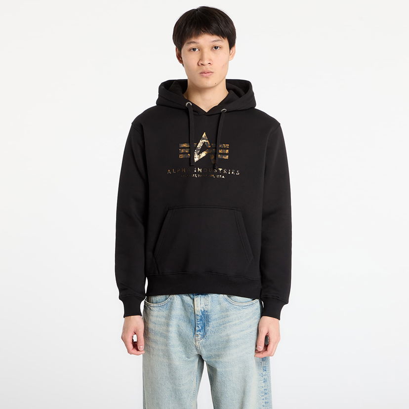 Суитчър Alpha Industries Basic Hoodie Effect Print Черно | 178312EP-03