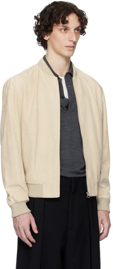 Яке бомбър BOSS BECKHAM x BOSS Suede Bomber Jacket Бежово | 50549074, 2