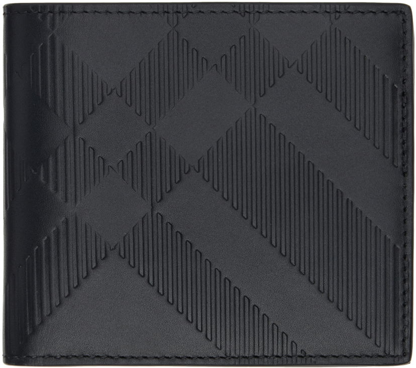 Портфейл Burberry Black Embossed Check Bifold Wallet Черно | 8078355