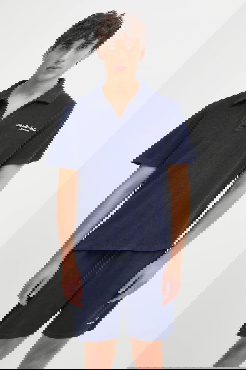 Поло тениска Sporty & Rich Eden Script Terry Polo Shirt Тъмно синьо | TO03260673BL106, 0