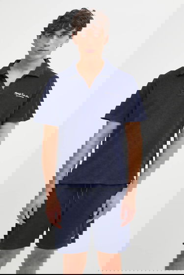 Поло тениска Sporty & Rich Eden Script Terry Polo Shirt Тъмно синьо | TO03260673BL106, 0