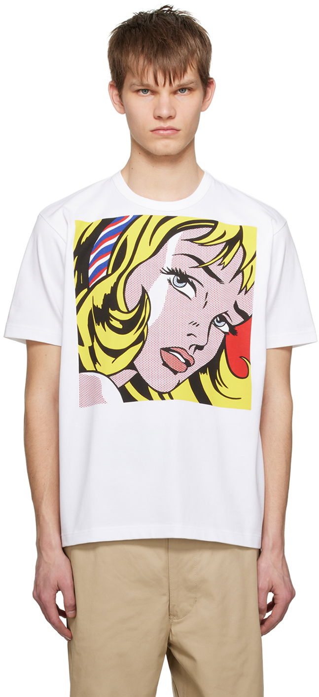 Тениска Junya Watanabe Graphic Print T-Shirt Бяло | WK-T005-051, 0