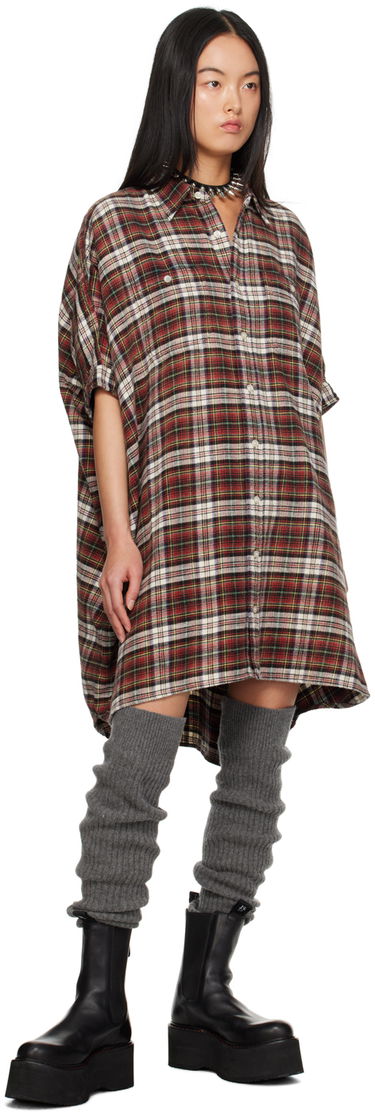 Pокля R13 R13 Oversized Plaid Minidress Червено | R13WR019-R256B, 3