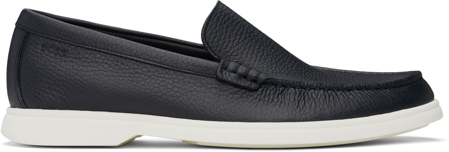 Кецове и обувки BOSS BOSS Tumbled Leather Loafers Черно | 50536173, 0