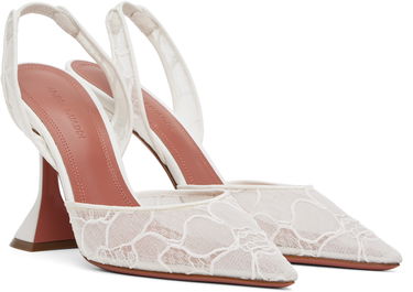 Кецове и обувки Amina Muaddi Amina Muaddi Holli Lace Slingback Heels Бяло | HOLLI LACE SLING LACE, 3