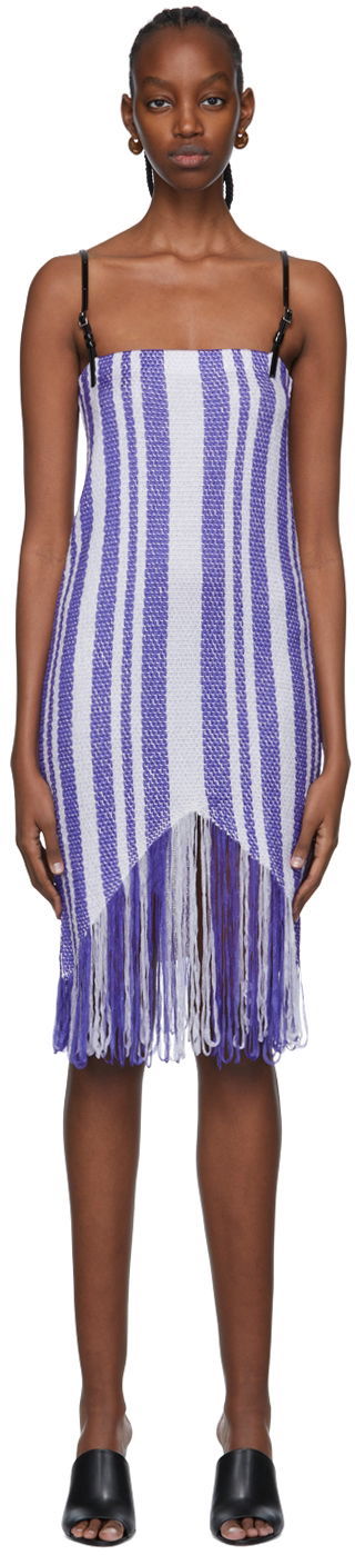 Pокля JW Anderson Striped Fringe Mini Dress Лилаво | KW0619-YN0185, 0
