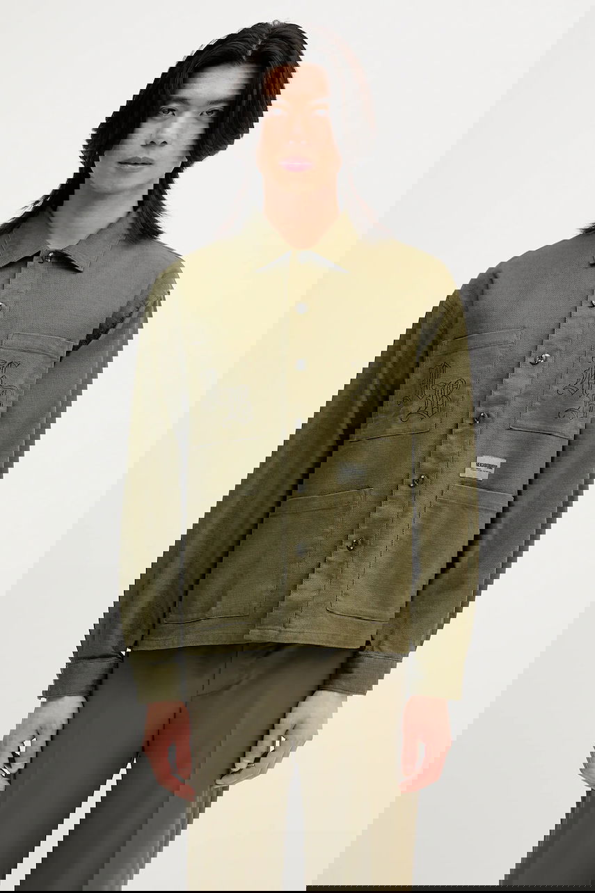 Риза Neighborhood NEIGHBORHOOD EMBROIDERY Relaxed Fit Linen Blend Shirt Зелено | 251AQNH.SHM03, 0