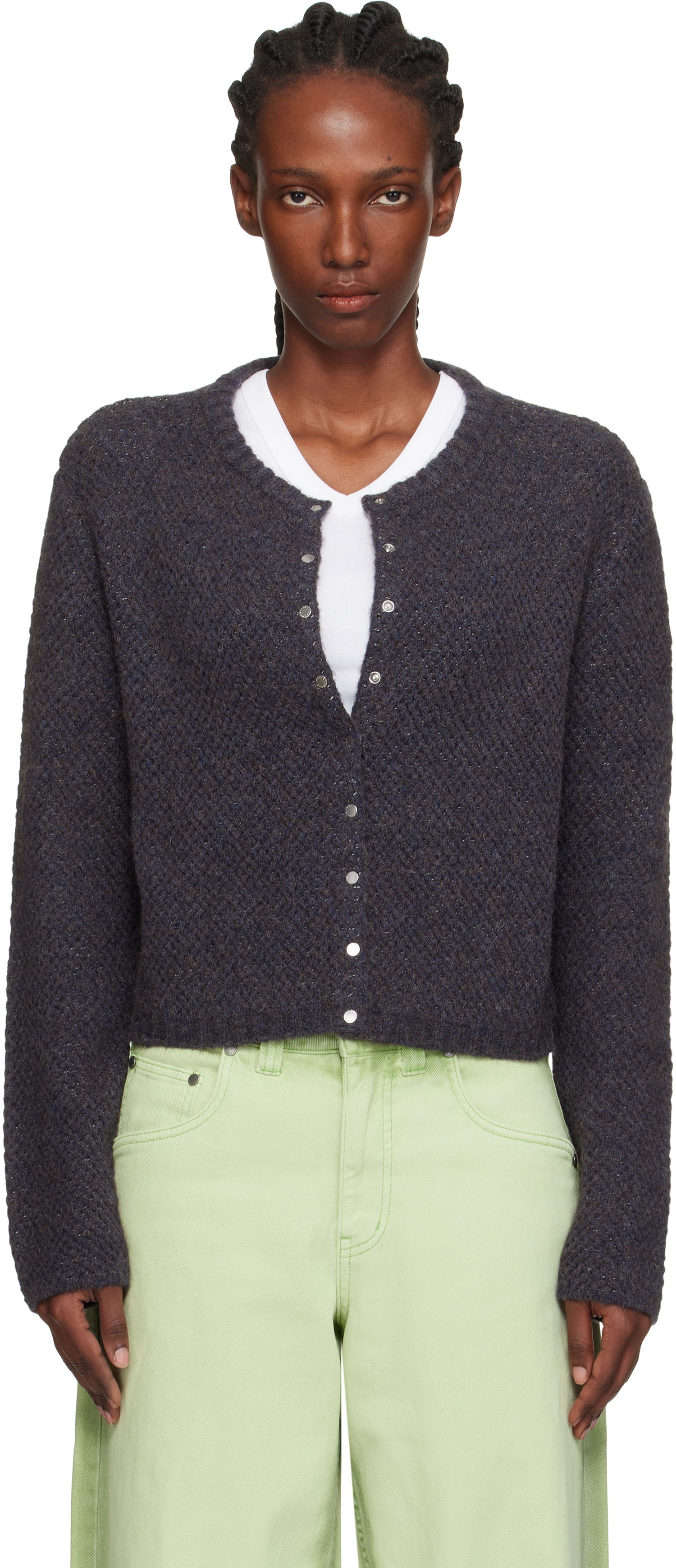 Пуловер Eckhaus Latta Eckhaus Latta Yak Snap Cardigan Тъмно синьо | 8257-EL-PF25-M -, 0