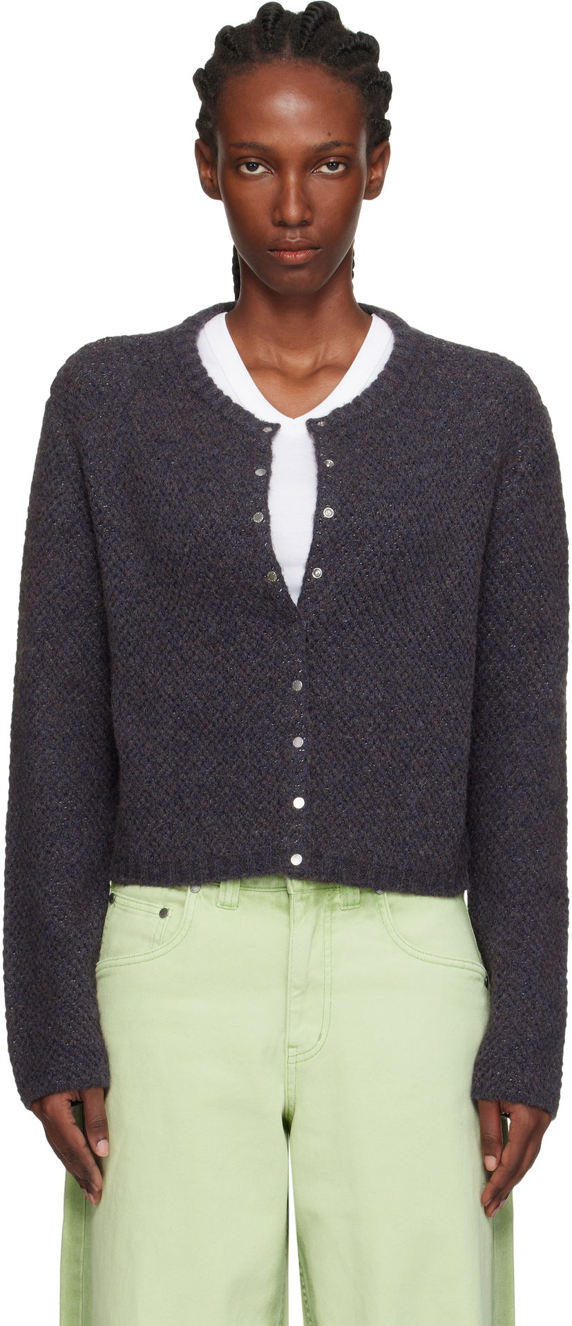Пуловер Eckhaus Latta Eckhaus Latta Yak Snap Cardigan Тъмно синьо | 8257-EL-PF25-M -