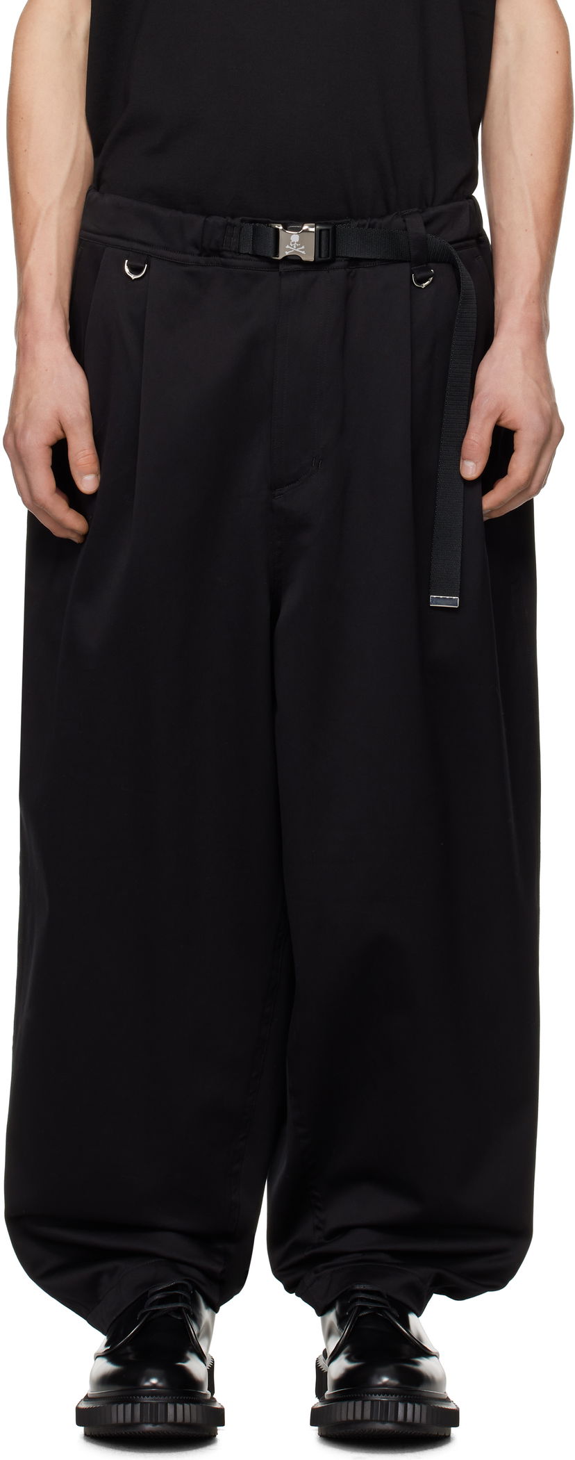 Панталони Mastermind WORLD Belted Wide Fit Easy Trousers Черно | MW24S13-PA011-017