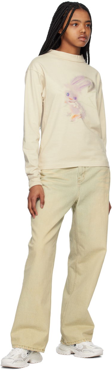 Пуловер We11done We11done Crewneck Long Sleeve T-Shirt with Bunny Print Бежово | WD-TT1-23-792-U-IV, 3