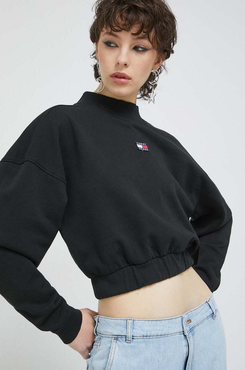 Суитчър Tommy Hilfiger Mock Neck Badge Boxy Cropped Sweatshirt Черно | DW0DW15415.PPYX, 0