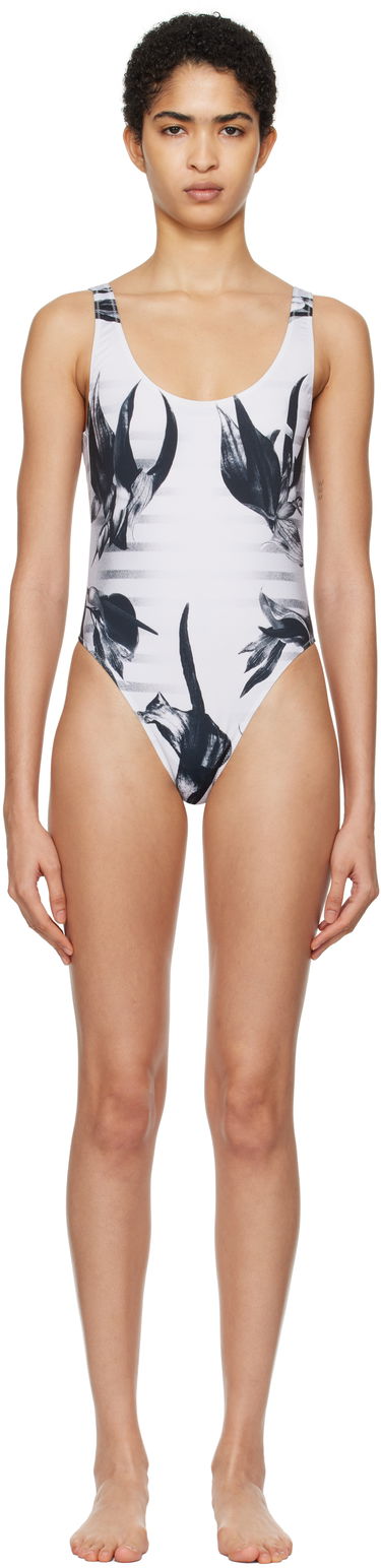 Бански Jean Paul Gaultier Jean Paul Gaultier 'The Flower Body Morphing Marinière' One-Piece Swimsuit Бяло | 25/33-F-MB026-J574-010200, 0