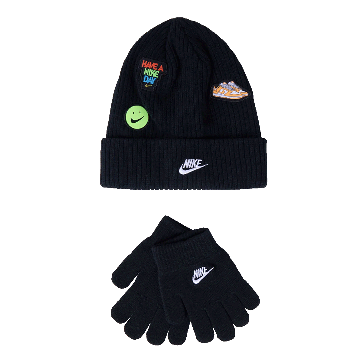 Аксесоари Nike Knit Beanie and Gloves Set with 'Have a Nike Day' Patches Черно | 9A3135-023, 0