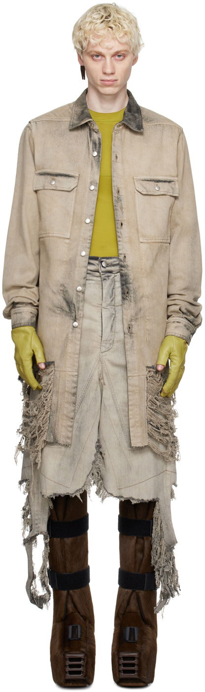 Яке Rick Owens Frayed Denim Jacket Бежово | RR02C7705 DMPFR, 0