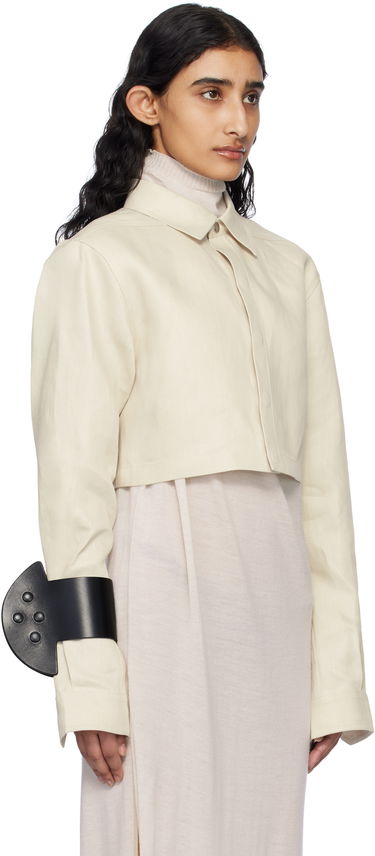 Риза Rick Owens Rick Owens Hollywood Linen Twill Cropped Shirt Бежово | RP01E7240 TWL, 1