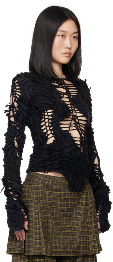 Пуловер Collina Strada Collina Strada Chirp Cutout Long Sleeve Top Черно | XX3275, 3