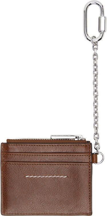 Портфейл Maison Margiela MM6 Maison Margiela Leather Card Holder with Carabiner Chain Кафяво | SA5UI0021 P7253, 1