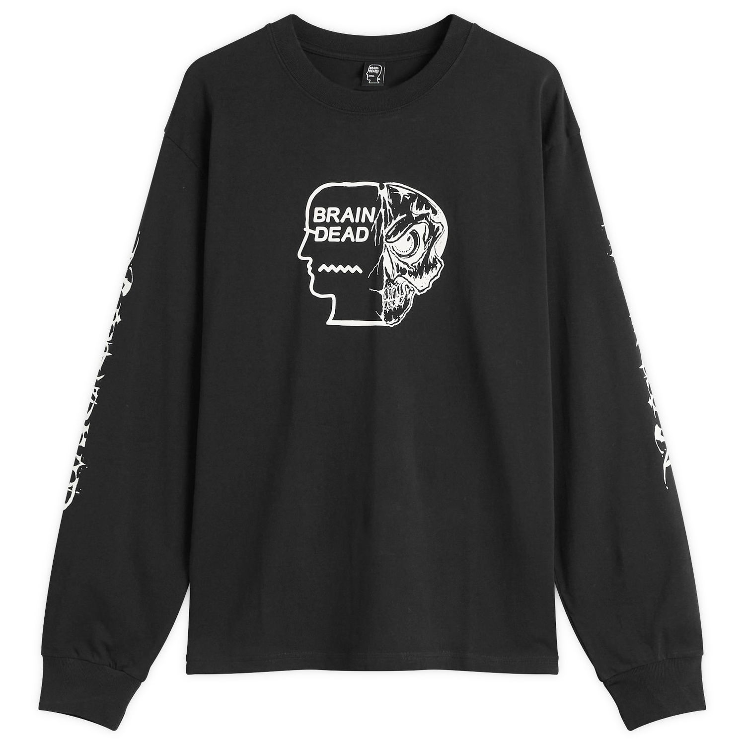 Тениска Brain Dead Brain Dead Skull Mech Long Sleeve T-Shirt, Size Large Черно | BDF25T010O46-BLK, 0