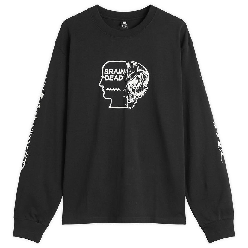 Тениска Brain Dead Brain Dead Skull Mech Long Sleeve T-Shirt, Size Large Черно | BDF25T010O46-BLK