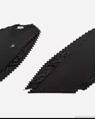 Тениска Stone Island Garment Dyed Logo Longsleeve T-Shirt Black Черно | K2S15-2100028-S0013 V0029, 1