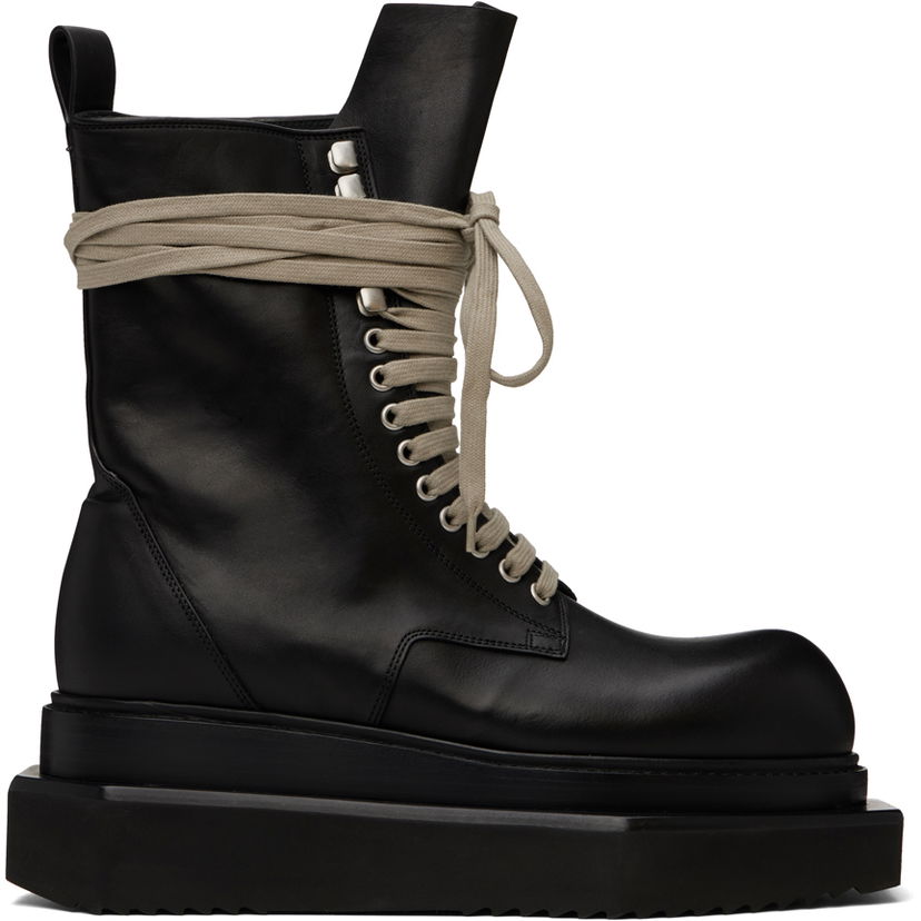 Кецове и обувки Rick Owens Rick Owens Lido Laceup Turbo Cyclops Boots Черно | RU02D6875 LOO