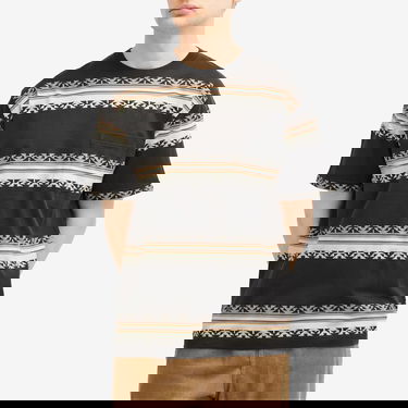 Тениска BEAMS Jacquard Stripe Pocket Tee Черно | 3804-0069-156-17, 2