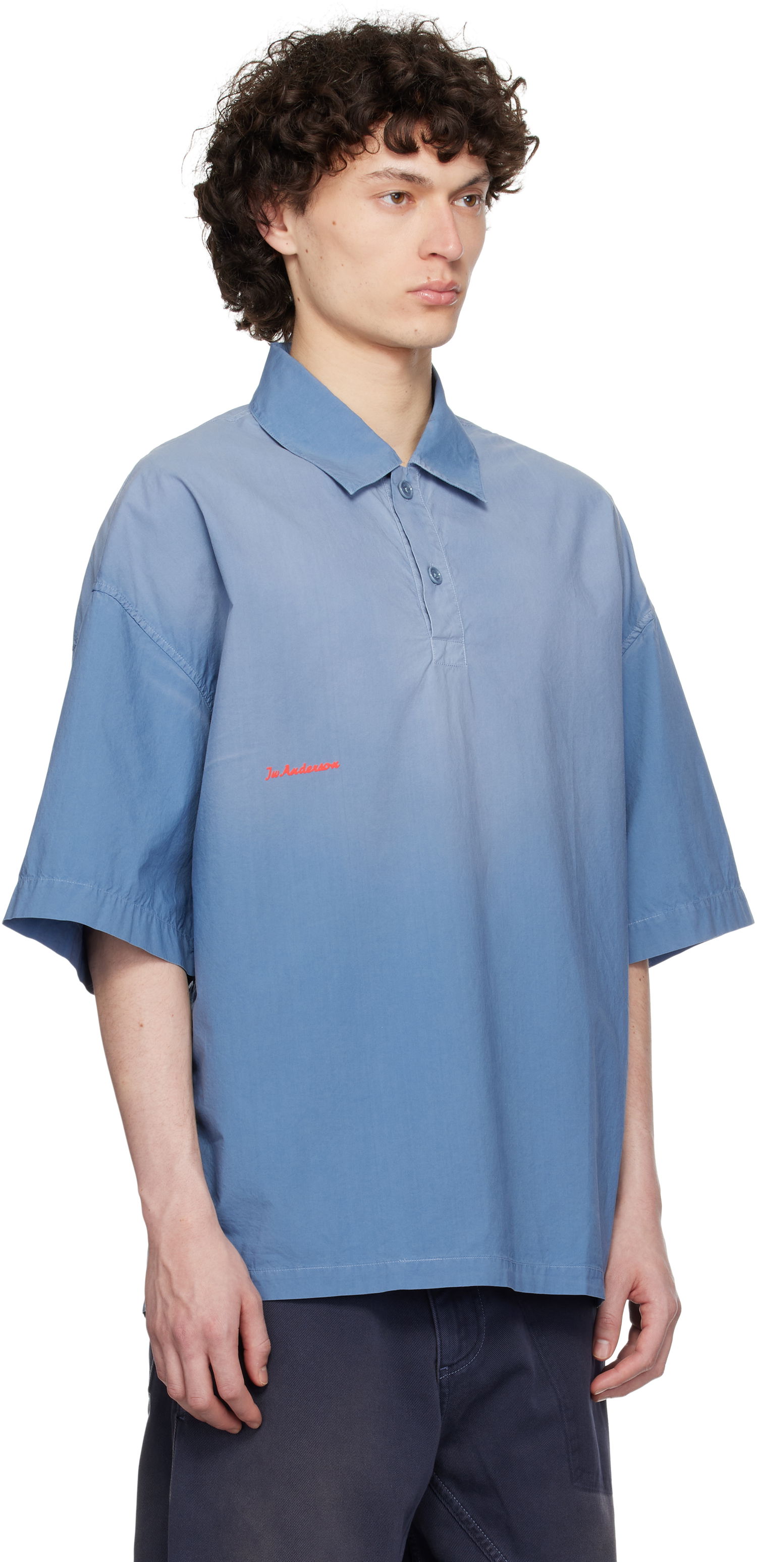 Поло тениска JW Anderson JW Anderson Oversized Logo Polo Синьо | SH0358-PG1764, 1