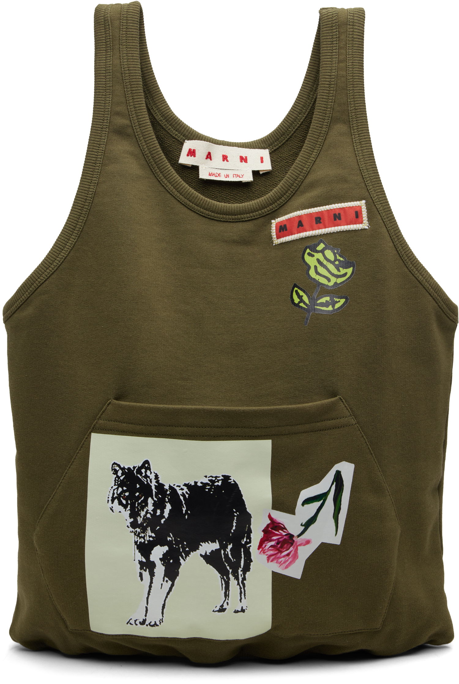 Потник Marni Graphic Front Pocket Tank Tote Зелено | SHMQ0100A1 P8558, 0