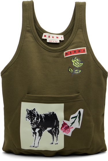 Потник Marni Graphic Front Pocket Tank Tote Зелено | SHMQ0100A1 P8558, 0