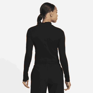Съкратен топ Nike Sportswear Essential Mock Neck Long Sleeve Top Черно | DV7880-010, 1