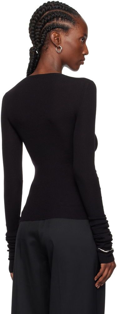 Пуловер Ann Demeulemeester Ann Demeulemeester Lyell Elbow Cutout Fitted Sweater Черно | 2520-W-KN02-KN043-099, 2