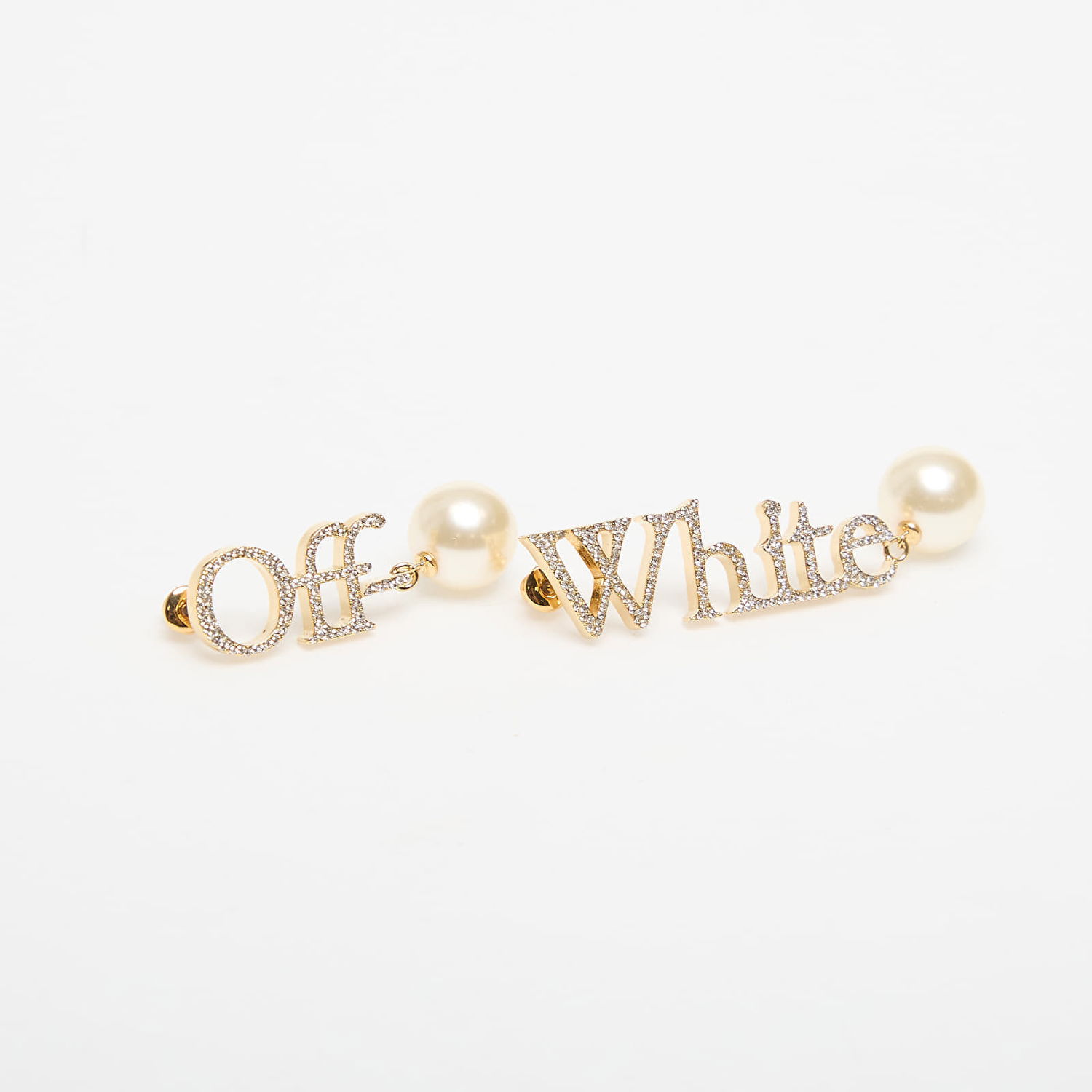 Обеци Off-White Off-White Logo Earrings with Pearls and Rhinestones Металик | OWOD298C99MET0017601, 0