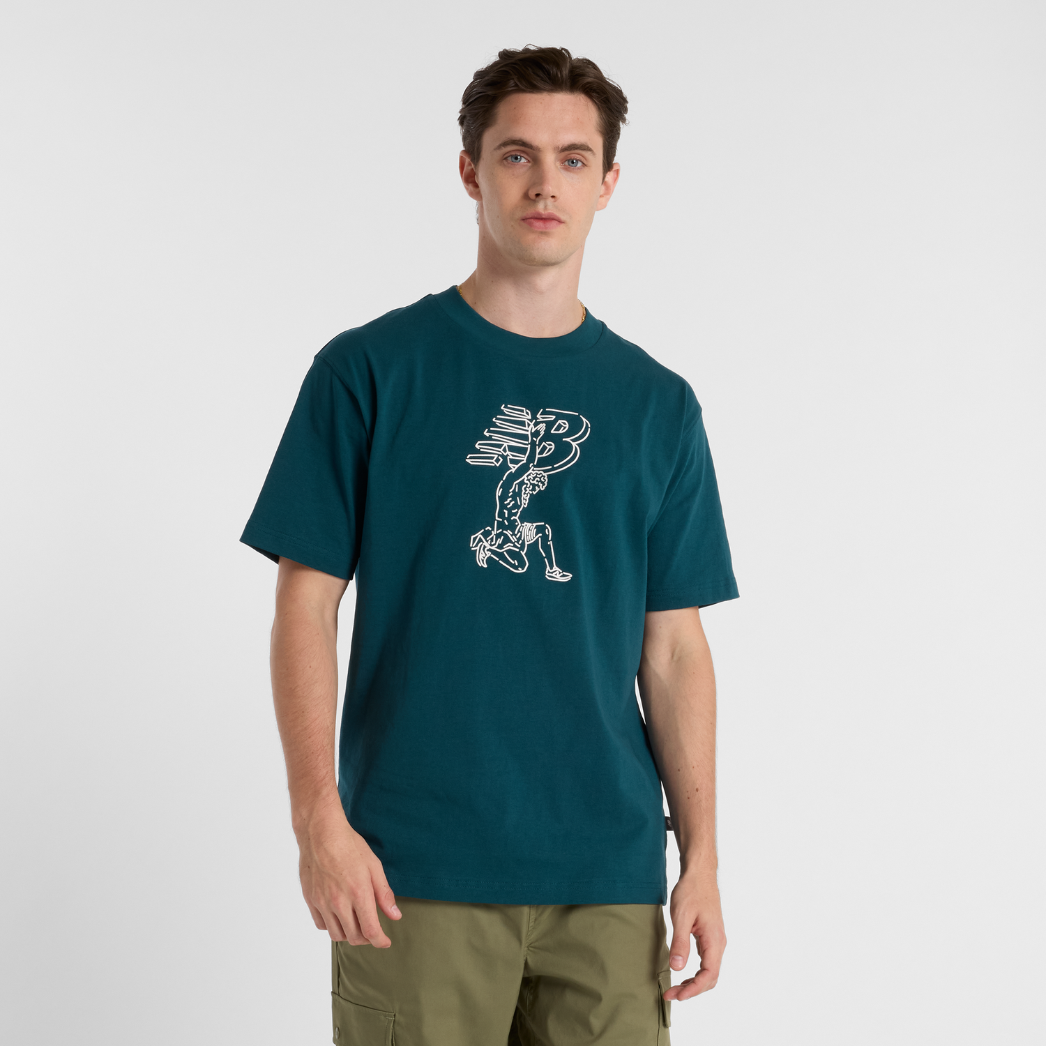 Тениска New Balance Men's Graphic T-Shirt Зелено | NBMT51978DOE, 0