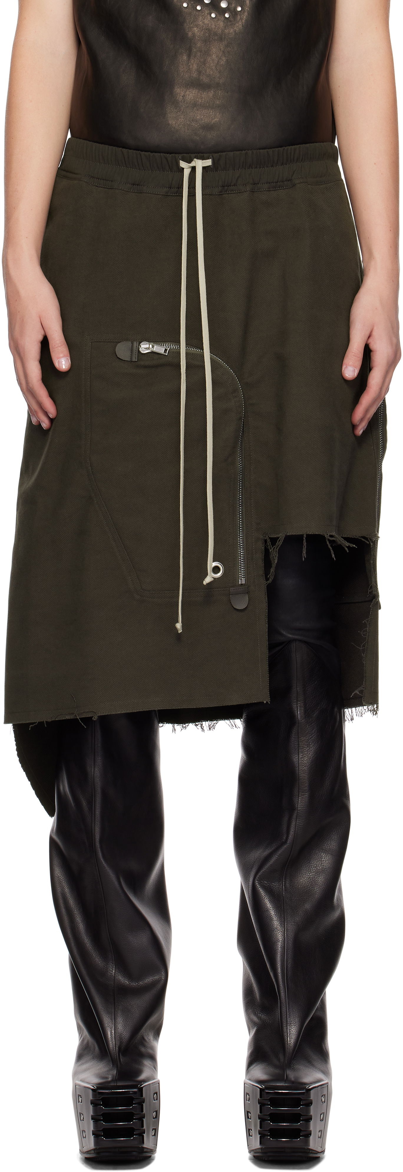 Пола Rick Owens Brushed Heavy Twill Skirt Сиво | RR02D6341 TB, 0