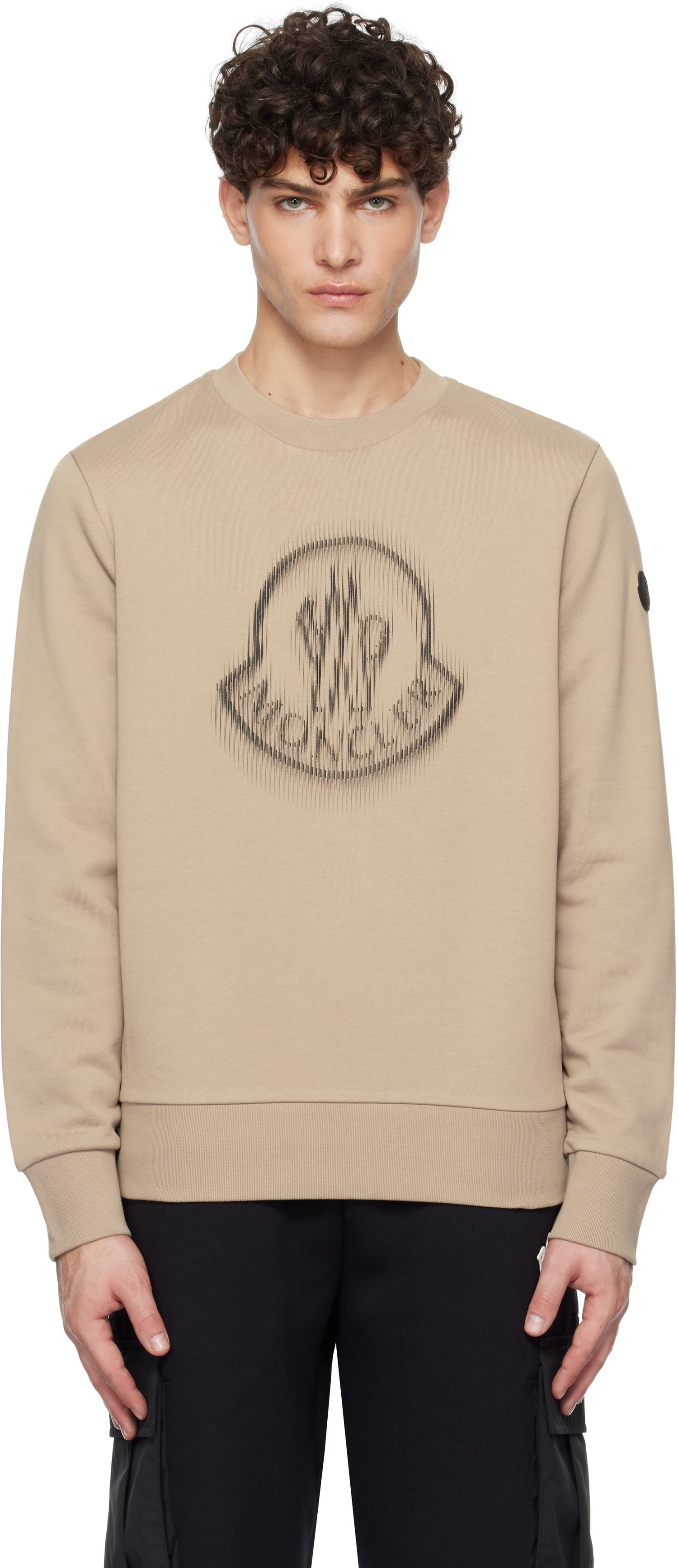 Суитчър Moncler Terry Sweatshirt With Logo Print Бежово | K10918G00007809KR, 0