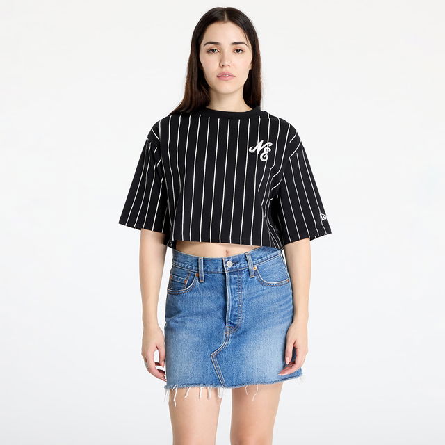 Pinstripe Crop Tee Black/ Off White