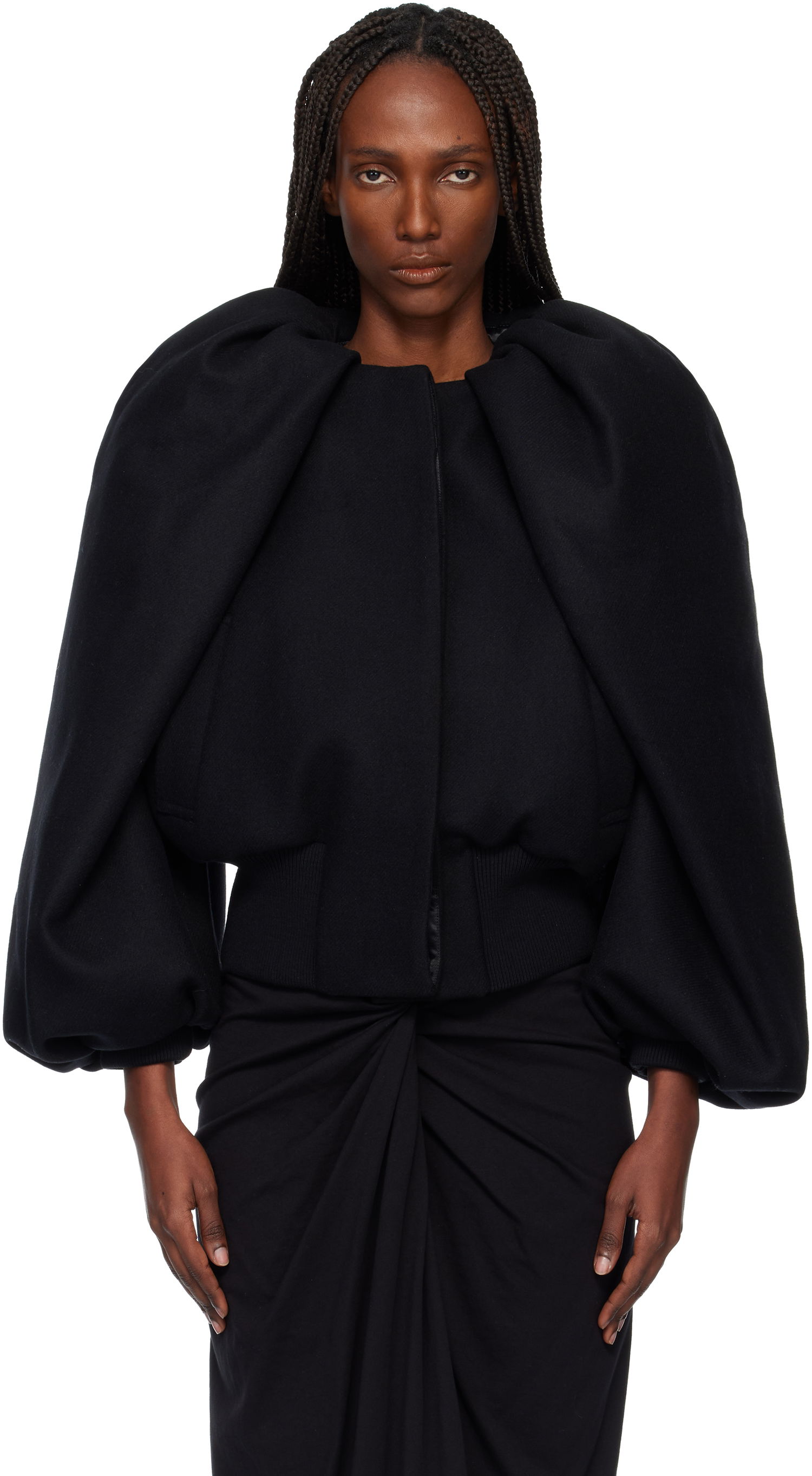Яке бомбър Dries Van Noten Dries Van Noten Sculpted Sleeve Wool Bomber Jacket Черно | 252-010525-2216, 0