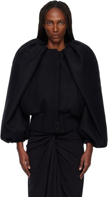 Яке бомбър Dries Van Noten Dries Van Noten Sculpted Sleeve Wool Bomber Jacket Черно | 252-010525-2216, 0