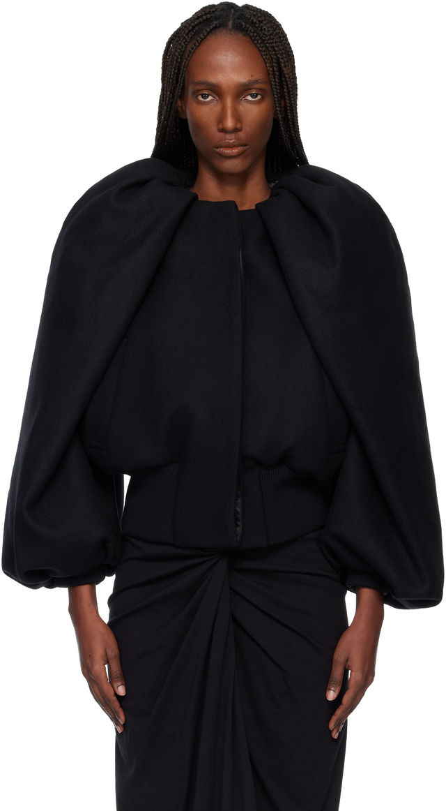 Dries Van Noten Sculpted Sleeve Wool Bomber Jacket