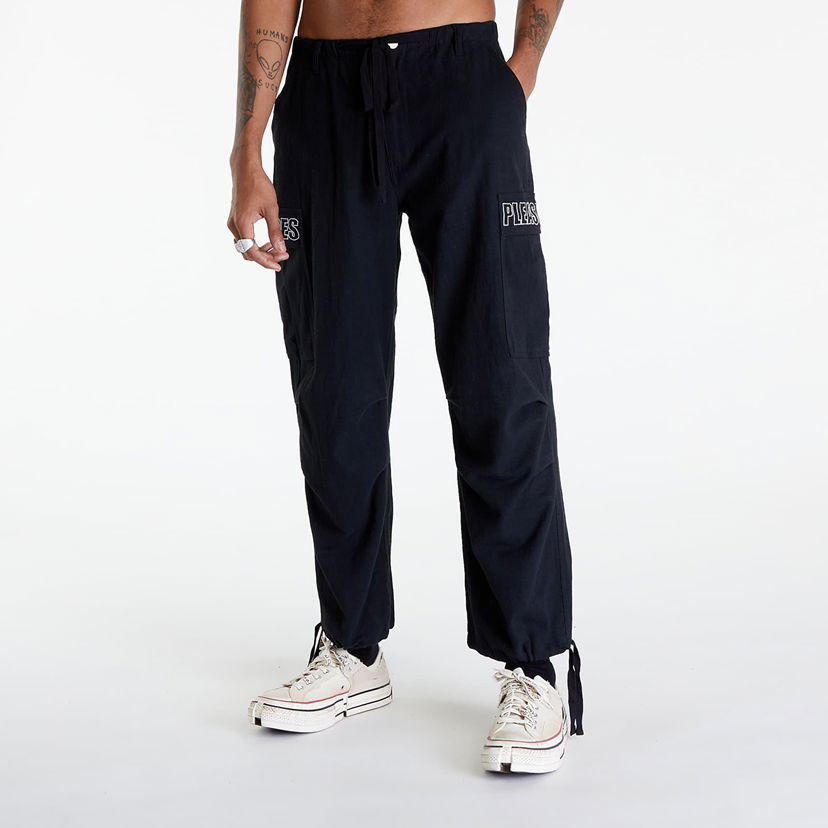 Карго панталони Pleasures Visitor Wide Cargo Pants Черно | P24SP018 BLACK