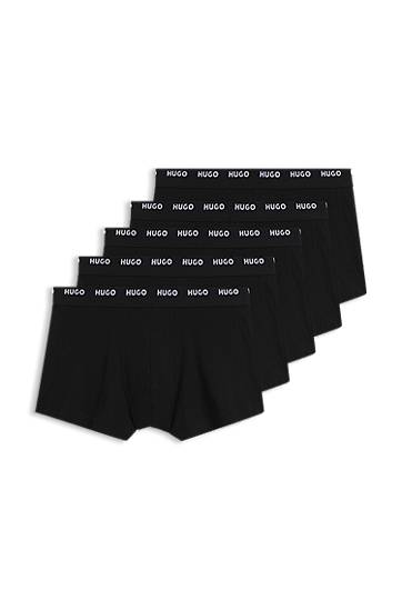 Stretch-Cotton Trunks with Logo Waistbands, 5-Pack