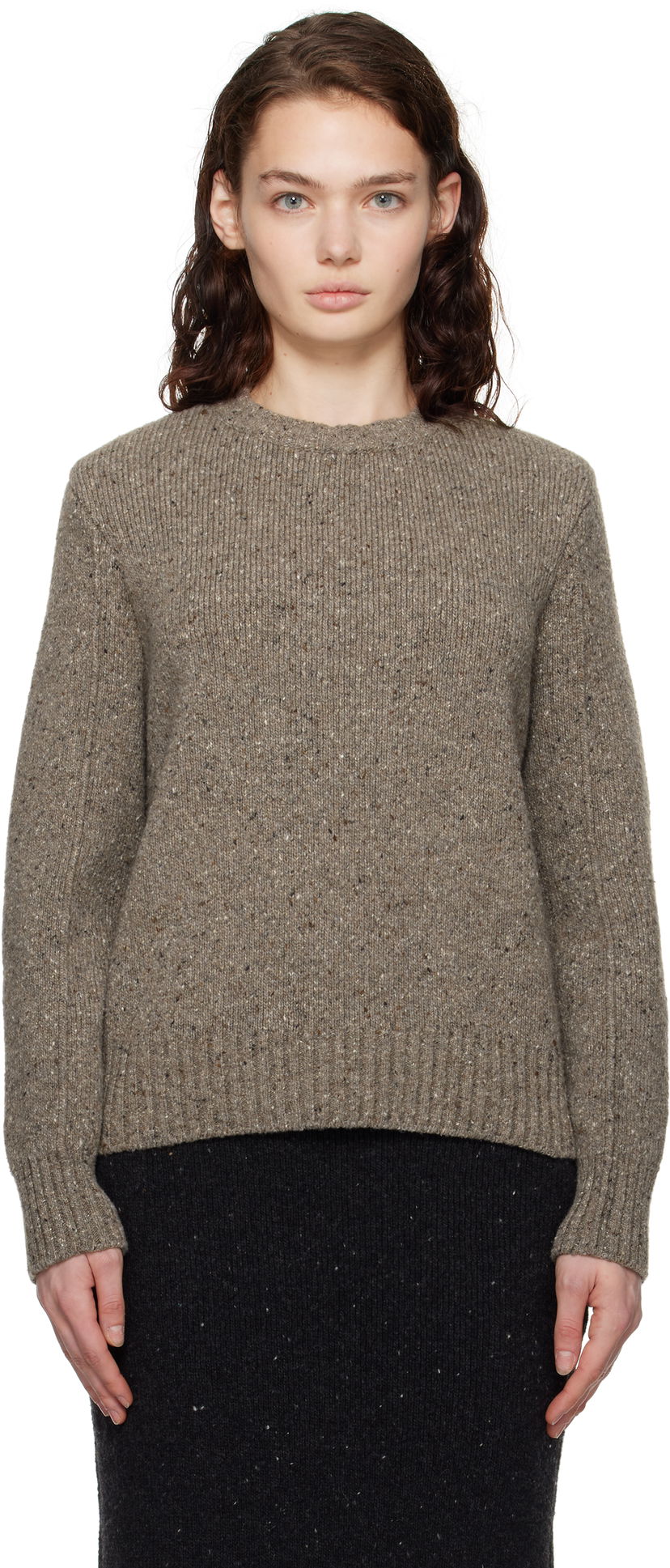 Пуловер Bottega Veneta Wool Tailored Sweater Кафяво | 799140 V4TK0