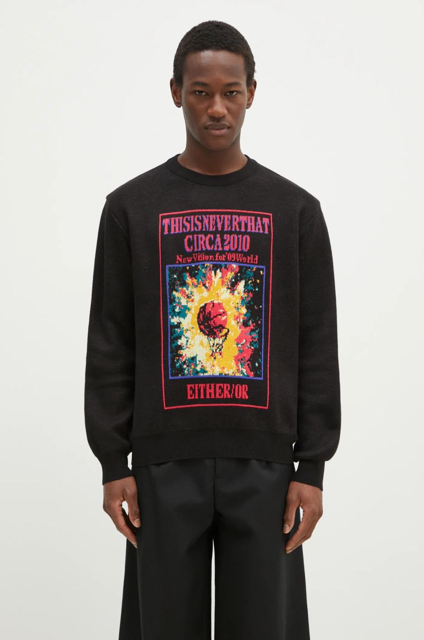 Пуловер thisisneverthat thisisneverthat Basketball Hoop Knit Sweater Черно | TN243KKNPK04, 0