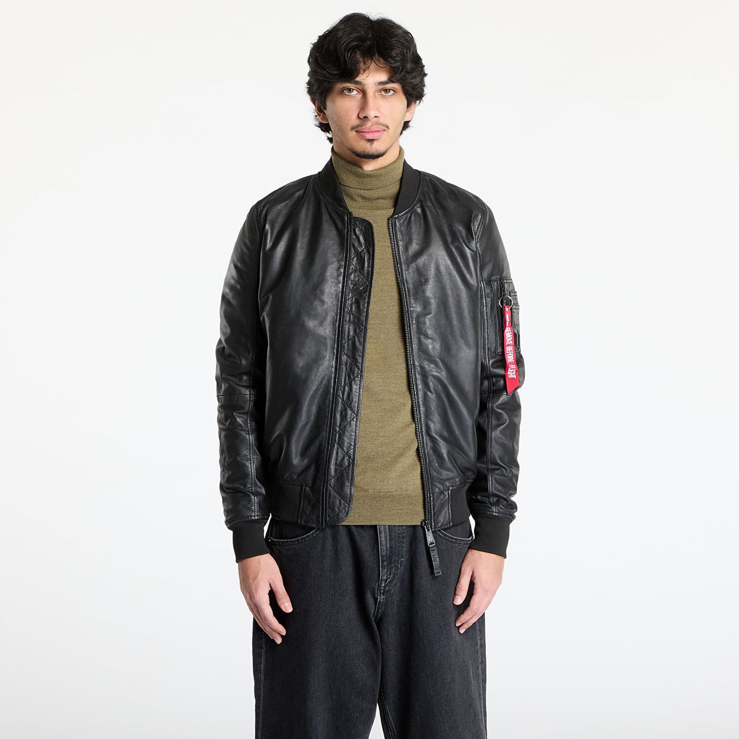 Яке бомбър Alpha Industries Alpha Industries MA-1 Leather Jacket Черно | 156141-03, 0