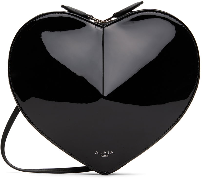 Чанта през рамо Alaïa Heart Shaped Patent Leather Crossbody Bag Черно | AA1P003CA189