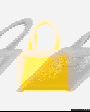 Голяма пазарска чанта UGG Telfar Small Crinkle Leather Shopper "Taxi" Жълто | 1155850 TAX, 3