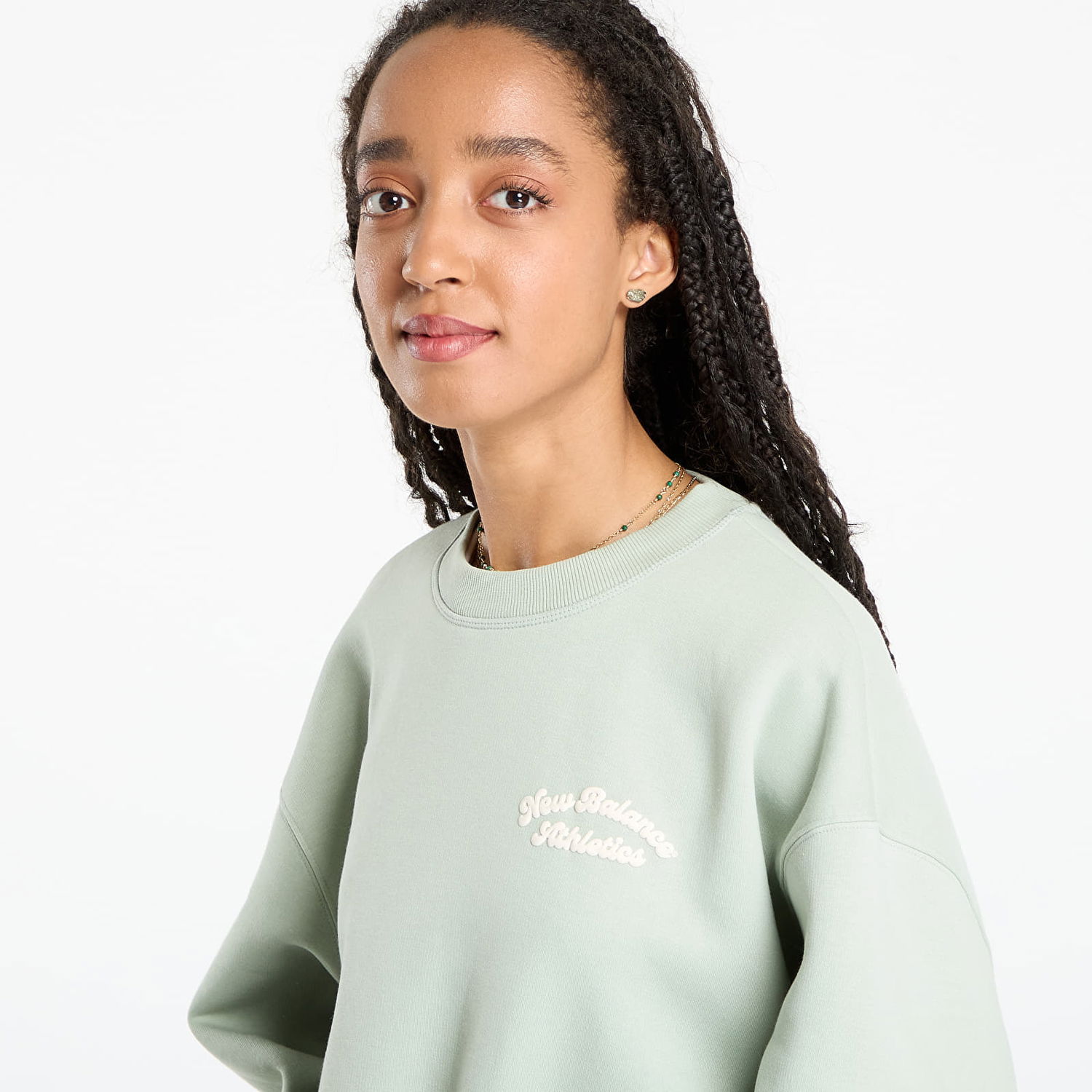 Суитчър New Balance New Balance Linear Heritage Fleece Crew Sweatshirt Зелено | WT53516GAS, 1