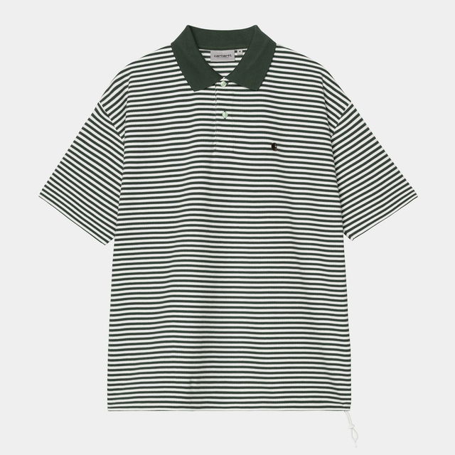 Short Sleeve Striped Ribbed Collar Soony Polo