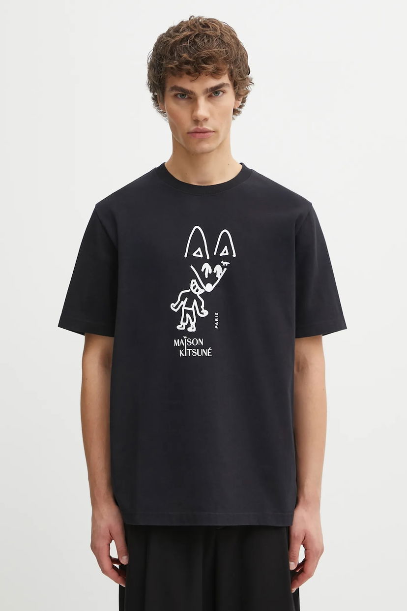 Тениска MAISON KITSUNÉ Party Fox Comfort Graphic T-Shirt Черно | PM00116KJ7025